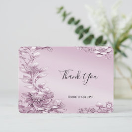 Cartões de agradecimentos de Folhagem Floral Rosa