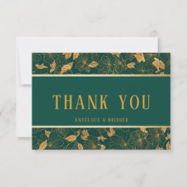 Cartões de agradecimentos de Folhagem Verde e Dour