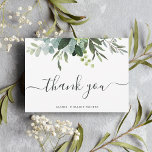 Cartões de agradecimentos de Folhagem Verde Eucaly<br><div class="desc">Este cartões de agradecimentos apresenta uma aquarela pintada de eucalipto,  folhas verdes e caligrafia moderna. Para personalização mais avançada deste design,  clique no link "Personalizar mais". Itens correspondentes também estão disponíveis.</div>