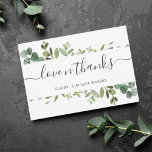 Cartões de agradecimentos de Folhagem Verde Eucaly<br><div class="desc">Este cartões de agradecimentos apresenta uma aquarela pintada de eucalipto,  folhas verdes e caligrafia moderna. Para personalização mais avançada deste design,  clique no link "Personalizar mais". Itens correspondentes também estão disponíveis.</div>