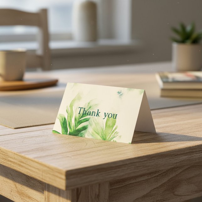 Cartões de agradecimentos de folhas botânicas de v (Tropical Greenery botanical leafy thank you card.)
