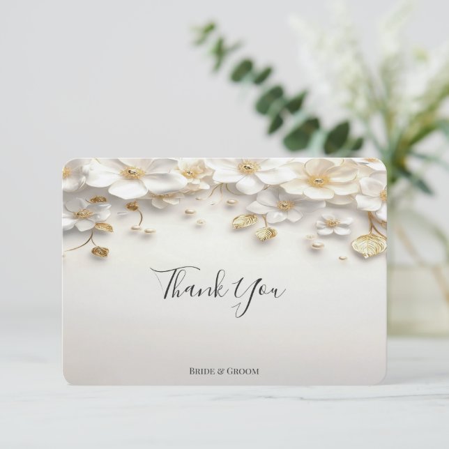 Cartões de agradecimentos de Folhas Douradas Flora (Em pé/Frente)