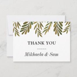 Cartões de agradecimentos de folhas pintadas à mão