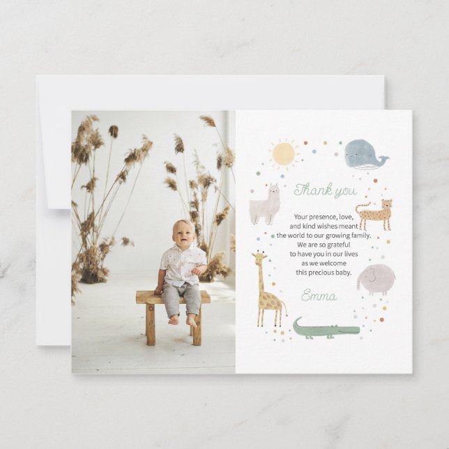 Cartões de agradecimentos de foto de boho (Frente)