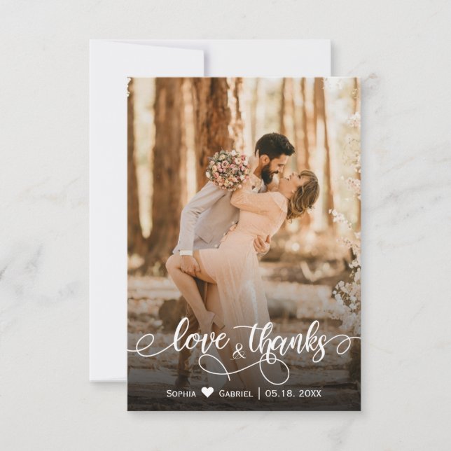 Cartões de agradecimentos de Foto de Casamento de  (Frente)