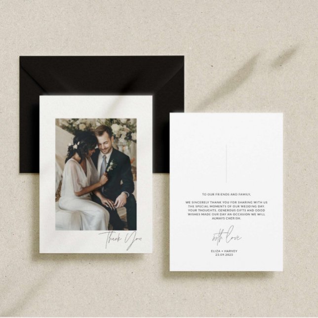Cartões de agradecimentos de Foto de Casamento de  (minimalistic wedding thank you card)