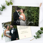 Cartões de agradecimentos de Foto de Casamento de<br><div class="desc">Cartões de agradecimentos de Foto de Casamento de Script Branco na moda</div>