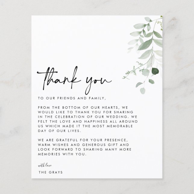 CARTÕES DE AGRADECIMENTOS de Foto de Casamento do  (Frente)