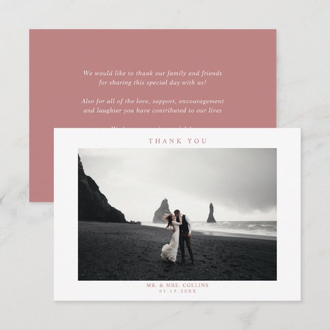 Cartões de agradecimentos de Foto de Casamento Ros (Frente/Verso)