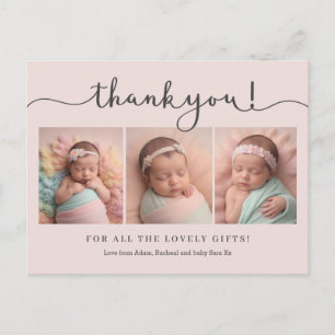 Cartões de agradecimentos de foto de menina rosa