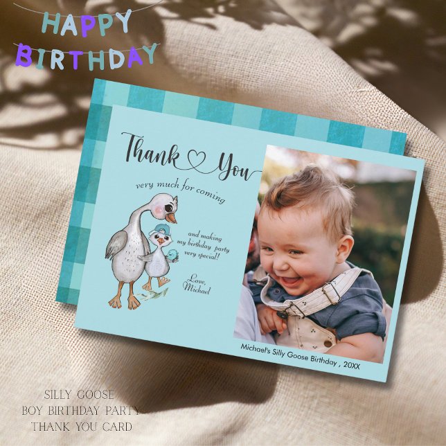Cartões de agradecimentos de Foto de Um Bobo do Go (One Silly Goose Boy's Photo Thank You Card)