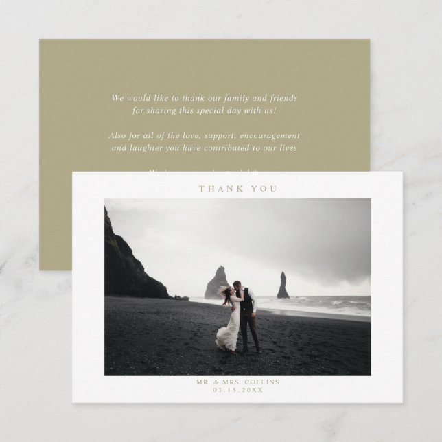 Cartões de agradecimentos de Foto do Casamento Ver (Frente/Verso)