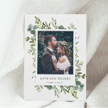 Cartões de agradecimentos de Foto do Foliage Verde<br><div class="desc">Este cartões de agradecimentos fotográfico apresenta cor d'água,  eucalipto,  folhas verdes e caligrafia simples. Isso será perfeito para casamentos,  graduações,  aniversários e eventos semelhantes.</div>