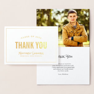Cartões de agradecimentos de Foto Gold Foil do For