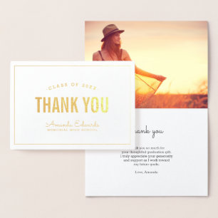 Cartões de agradecimentos de Foto Gold Foil do For
