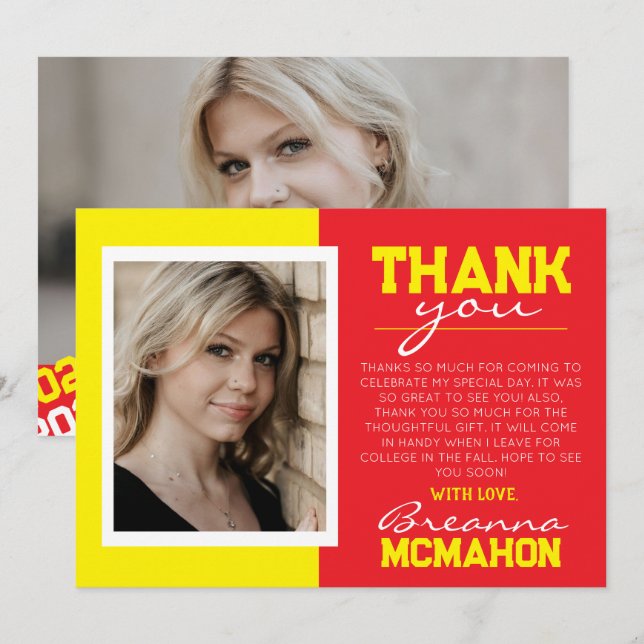 Cartões de agradecimentos de Foto para Graduação 2 (Frente/Verso)