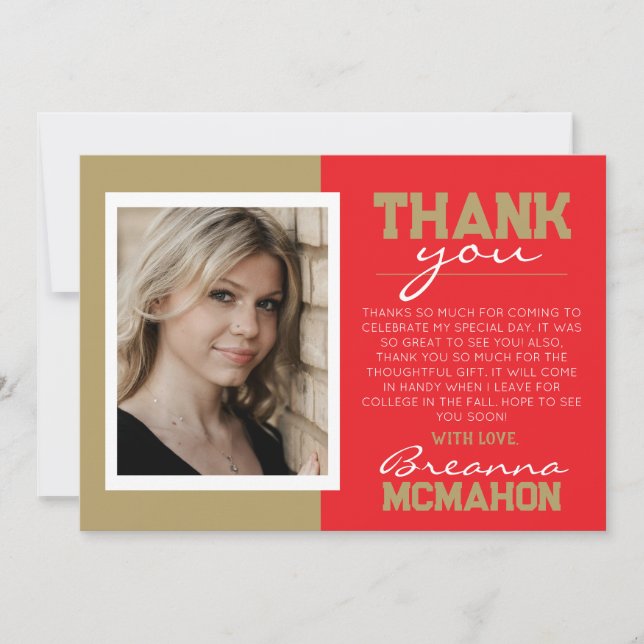 Cartões de agradecimentos de Foto para Graduação e (Frente)