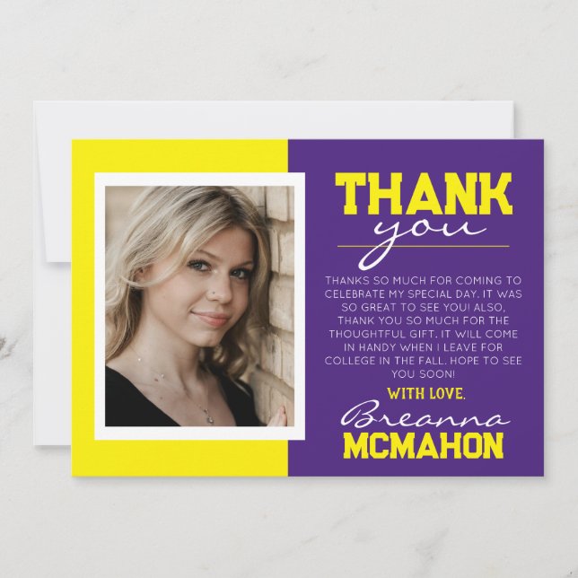 Cartões de agradecimentos de Foto para Graduação P (Frente)