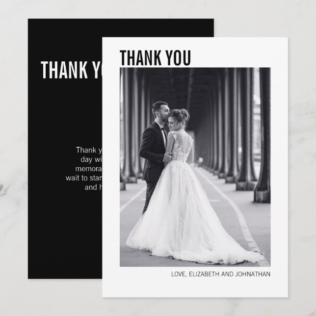 Cartões de agradecimentos de Foto Simples de Casam (Frente/Verso)