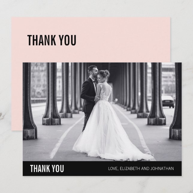 Cartões de agradecimentos de Foto Simples de Casam (Frente/Verso)