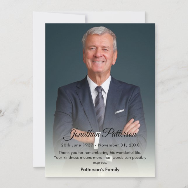 Cartões de agradecimentos de Fotografia Funeral Si (Frente)