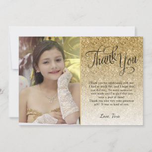 Cartões de agradecimentos de Fotografias Dourado c