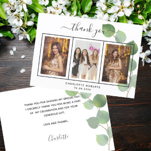 Cartões de agradecimentos de fotos de eucalipto de