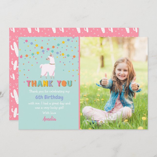 Cartões de agradecimentos de Fotos Llama (Frente/Verso)