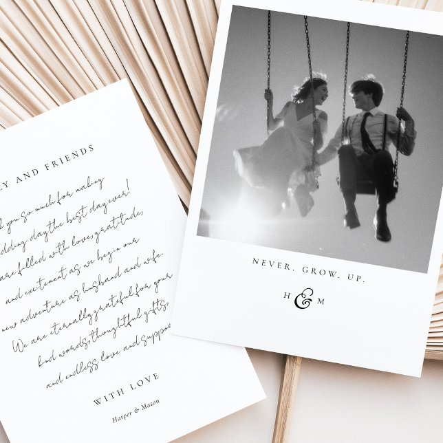 cartões de agradecimentos de fotos "Nunca Crescer" (Criador carregado)