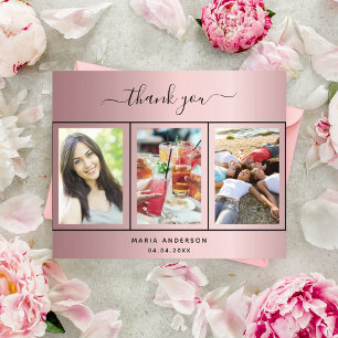 Cartões de agradecimentos de fotos rosa cor-de-ros