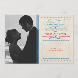 Cartões de agradecimentos de fotos vermelho, branc