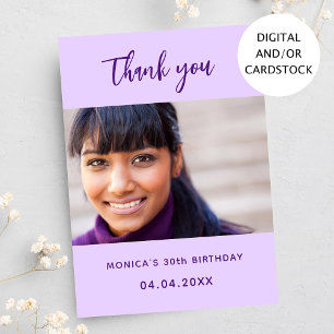 Cartões de agradecimentos de fotos violeta de aniv