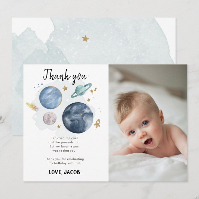 Cartões de agradecimentos de Galáxia de Planetas E (Frente/Verso)