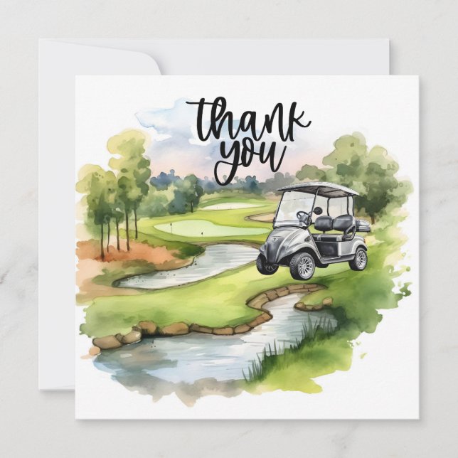 Cartões de agradecimentos de golfe com aquarela de (Frente)