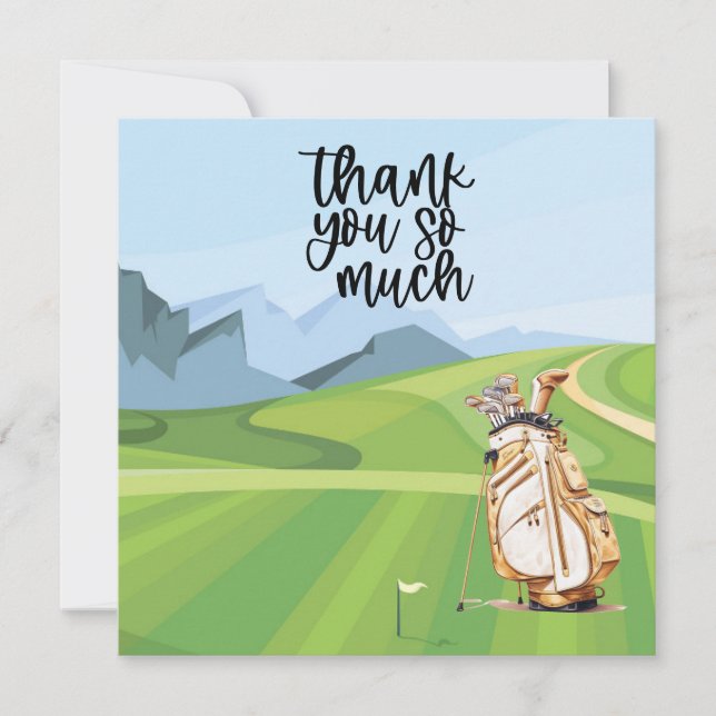 Cartões de agradecimentos de golfe com aquarela de (Frente)