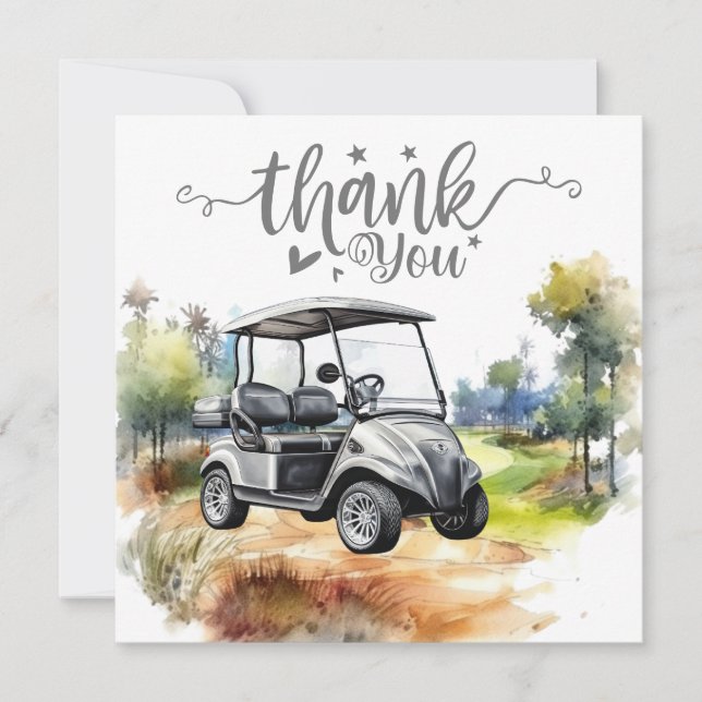 Cartões de agradecimentos de golfe com aquarela de (Frente)