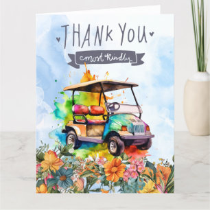 Cartões de agradecimentos de golfe com aquarela de