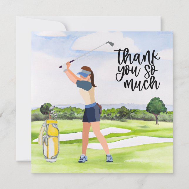 Cartões de agradecimentos de golfe para golfista (Frente)