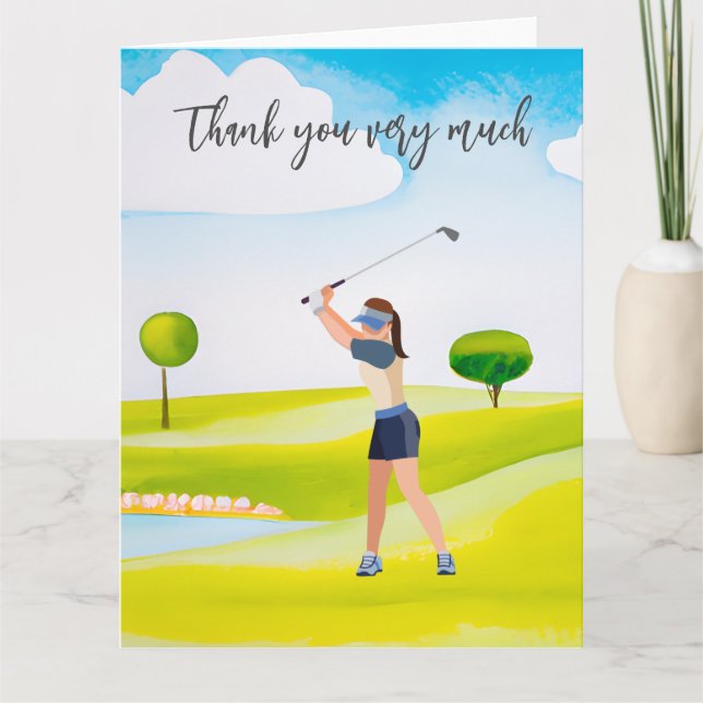 Cartões de agradecimentos de golfe para golfista (Frente)