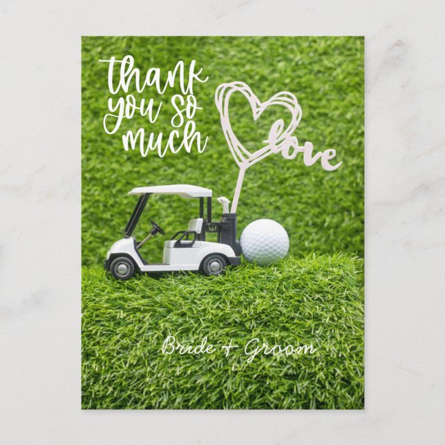 Cartões de agradecimentos de golfe para o casament (Frente)