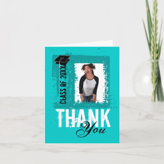 Cartões de agradecimentos de Graduação Adicionar T (Frente)