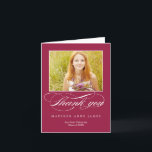 Cartões de agradecimentos de Graduação de Script B<br><div class="desc">Personalize este cartões de agradecimentos moderno e prepare-se para enviar a sua nota em estilo. Design © berryberrysweet.com</div>