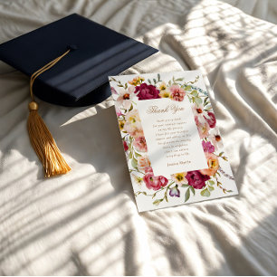 Cartões de agradecimentos de Graduação Floral de S
