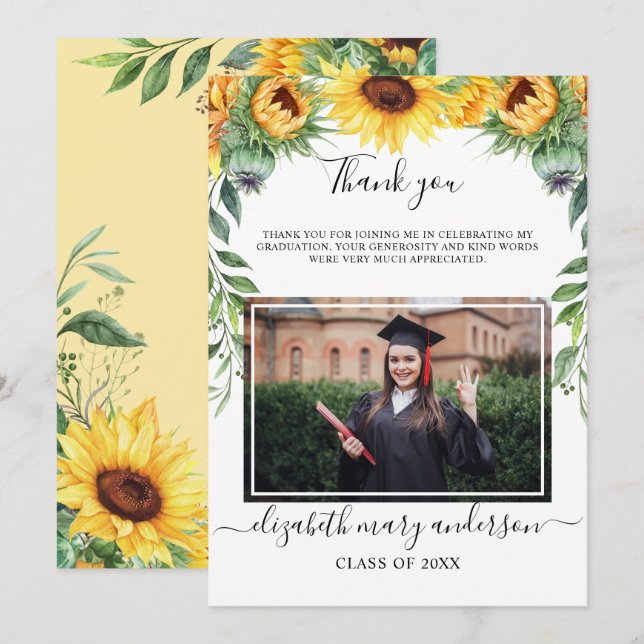 Cartões de agradecimentos de Graduação por Cores d (Frente/Verso)