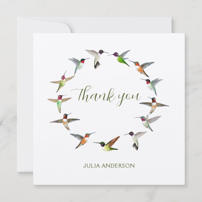 Cartões de agradecimentos de Hummingbird Personali (Frente)