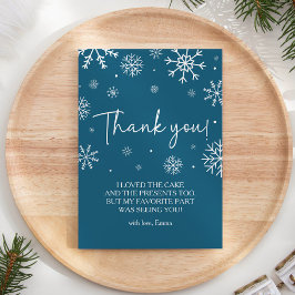 Cartões de agradecimentos de inverno com floco de