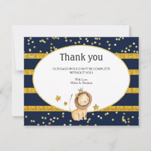 Cartões de agradecimentos de Leão Dourado Azul M