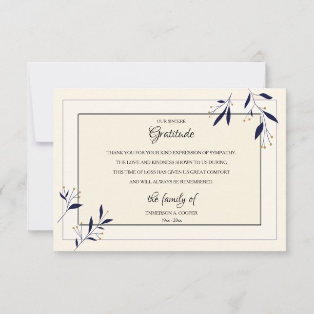 Cartões de agradecimentos de luto (Frente)