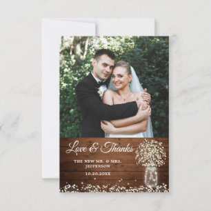 Cartões de agradecimentos de madeira da foto do