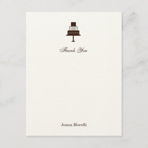 Cartões de agradecimentos de marca de bolo em cama